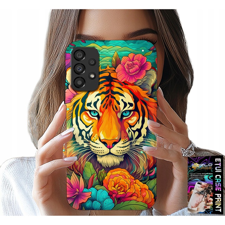 Tok Samsung Galaxy A23 5G-hez, World Case, tigris mintás, szilikon, többszínű