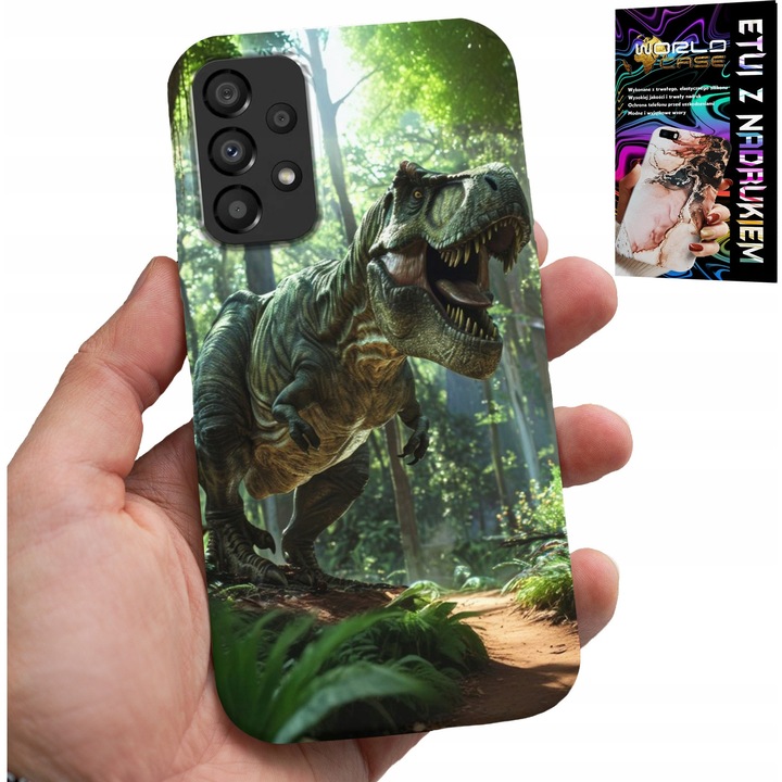 Carcasă pentru Samsung Galaxy A72, World Case, dinosaur Tyrannosaurus, silicon, cu sticlă