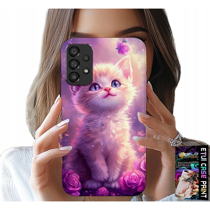 Carcasă phone pentru Samsung Galaxy A72, World Case, imprimeu pisică, silicon