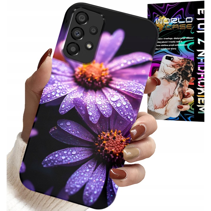 Husă pentru smartphone, World Case, Samsung Galaxy A72, imprimeu flori roz, silicon