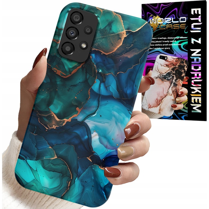Carcasa pentru telefon, World Case, Samsung Galaxy A72, design marmură albastru-verde, silicon