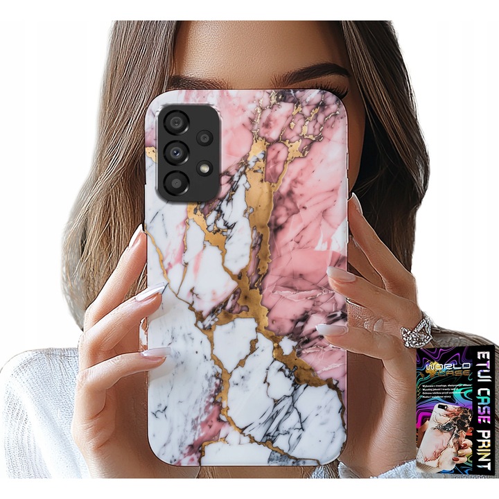 Carcasă pentru telefon, World Case, marmură roz și albă, etui din silicon, pentru Samsung Galaxy A72