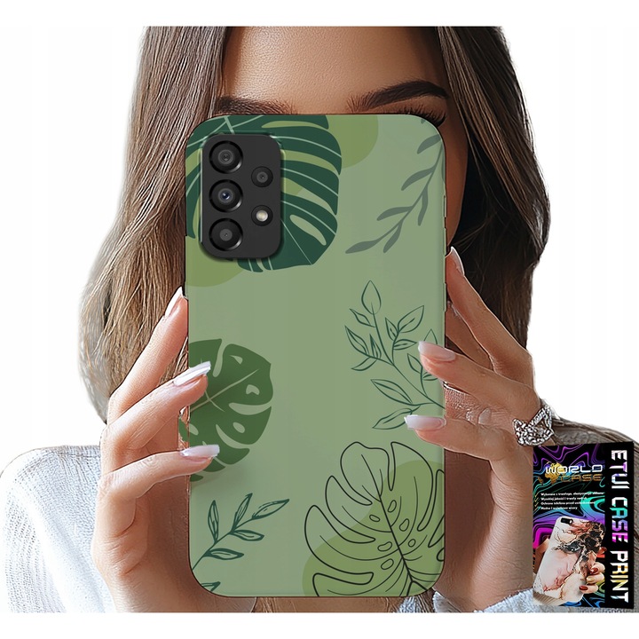 Husă Samsung Galaxy A72, World Case, verde frunze, model floral, silicon