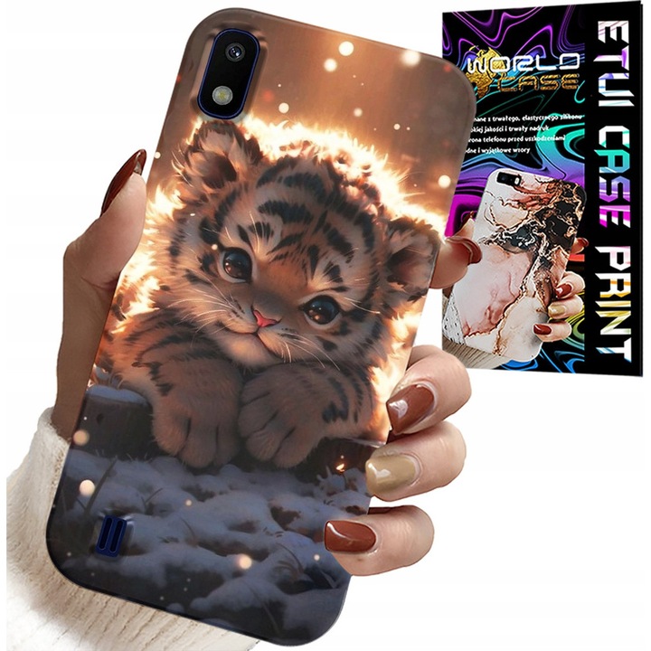 Telefontok, World Case, Sweet Tiger nyomtatással, szilikon, Samsung A10-hez