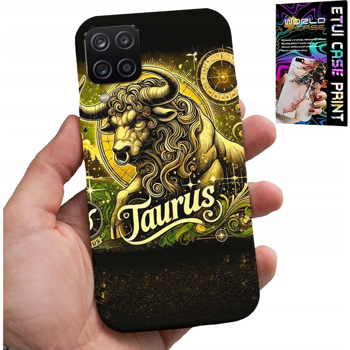 Husă telefon Samsung A12/M12 World Case, cauciuc, imprimare Zodiac Bull, multicolor