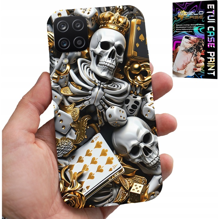 Huzat Samsung A12/M12-hez, World Case, King of Poker nyomat, szilikon, többszínű