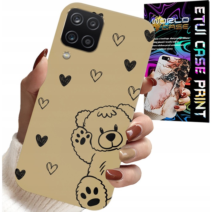 Husă pentru telefon, World Case, Samsung A12/M12, silicon, imprimeu ursuleț, multicolor
