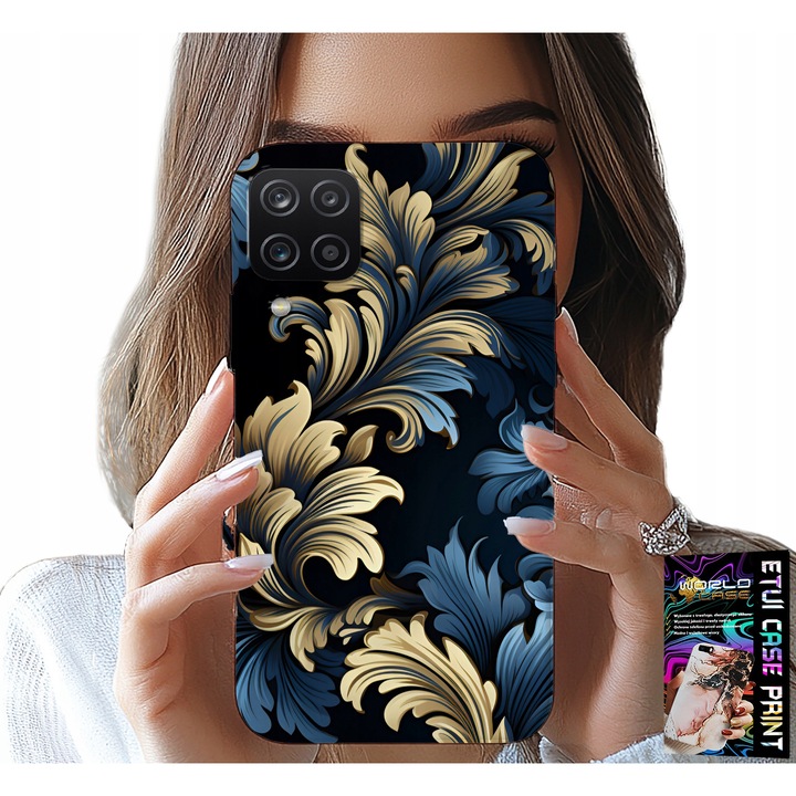 Tok Samsung A12/M12-hez, World Case, elegáns, tartós nyomtatás, arany, szilikon