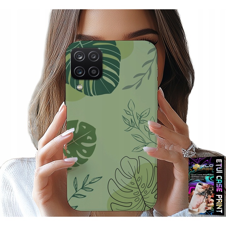 Husă pentru telefon, World Case, Samsung A12/M12, frunze verzi, silicon