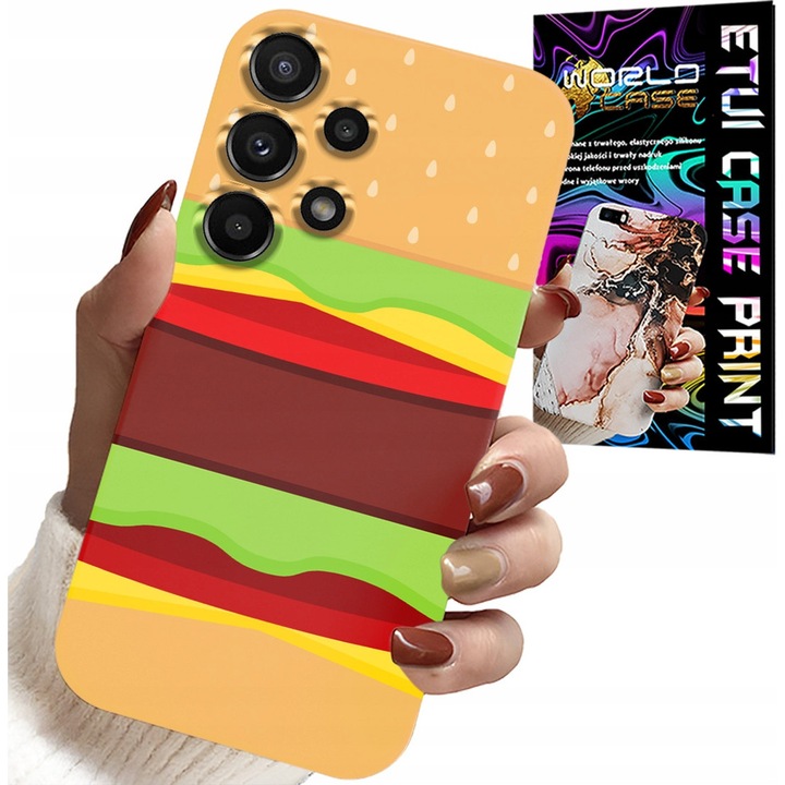 Telefon tok, World Case, Burger Cheeseburger modell, szilikon, többszínű, Samsung Galaxy A13 4G