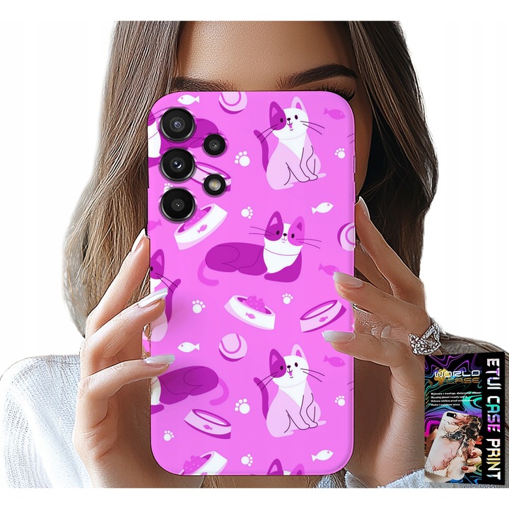 Telefontok, World Case, Samsung Galaxy A32 4G, macskás design, szilikon, többszínű