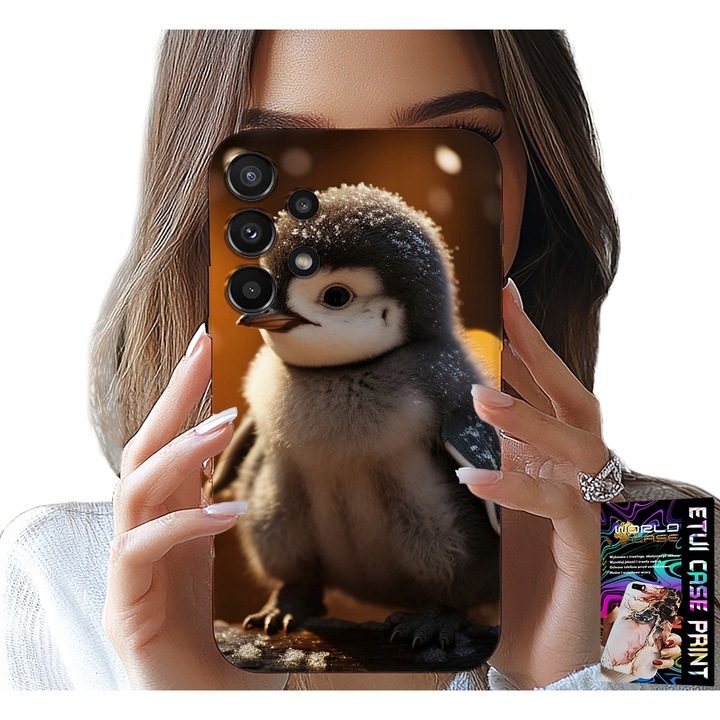 Tok Samsung Galaxy A32 4G-hez, World Case, Aranyos Pingvin, Szilikon, Többszínű