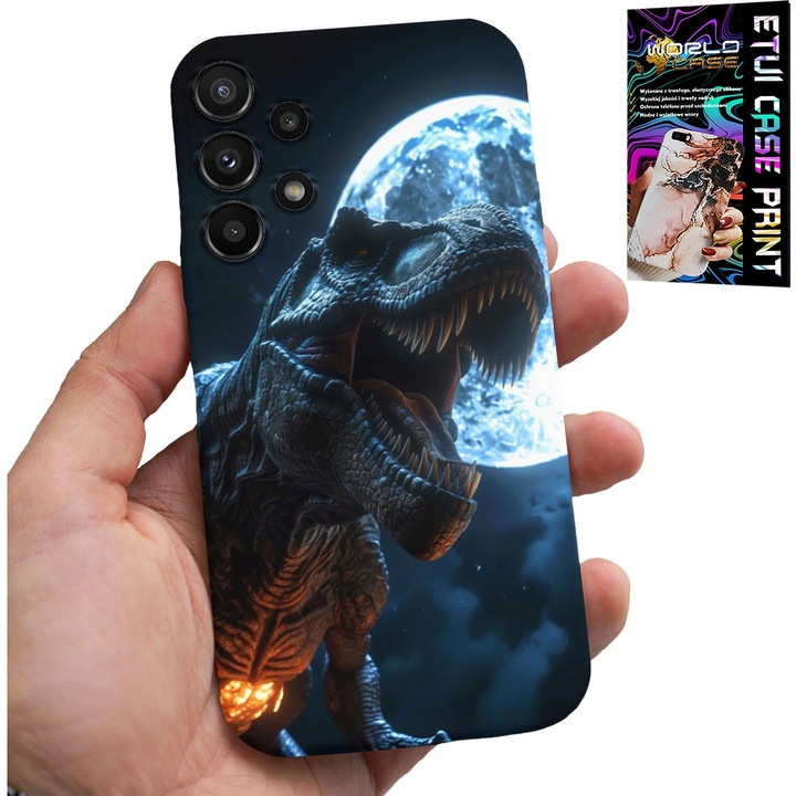 Telefontok, World Case, Tyrannosaurus design, szilikon, Samsung Galaxy A32, többszínű