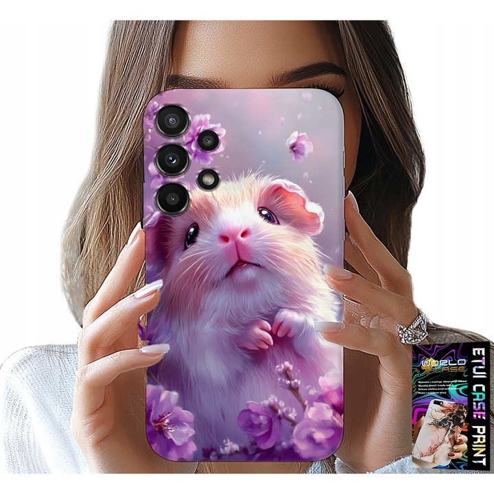 Telefontok, World Case, Aranyos hörcsög, szilikon, rózsaszín, Samsung Galaxy A32 5G-hez