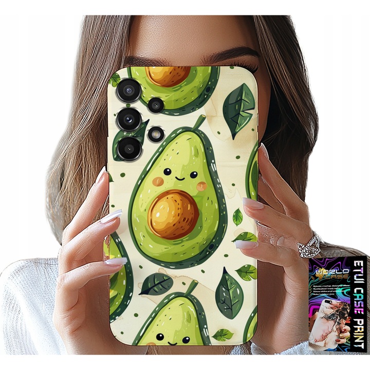 Tok Samsung Galaxy A32-hez, World Case, szilikon, avokádó mintás, kiegészítő szett