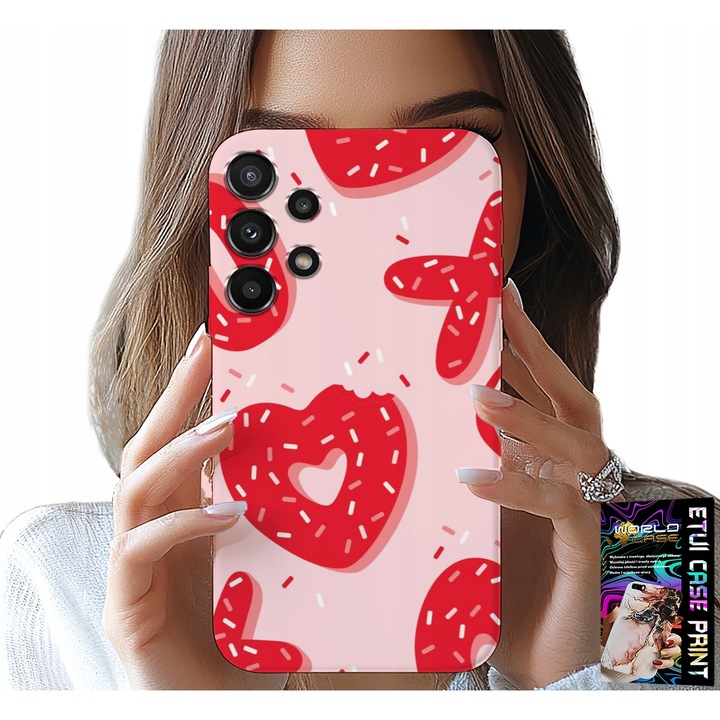 Samsung Galaxy A32 tok, World Case, XOXO Heart modell, szilikon, többszínű, üveggel együtt