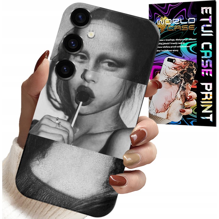 Tok Samsung Galaxy A24-hez, World Case, Mona Lisa design gyümölcslével, szilikon, többszínű