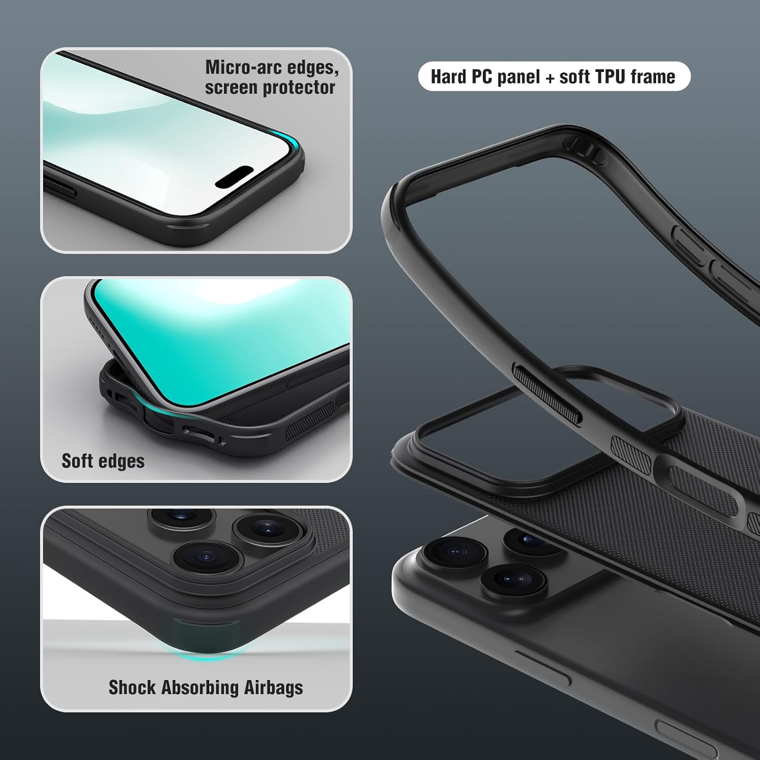 Carcasa Nillkin iPhone 17 Pro Max, protectie metalica lentila, negru