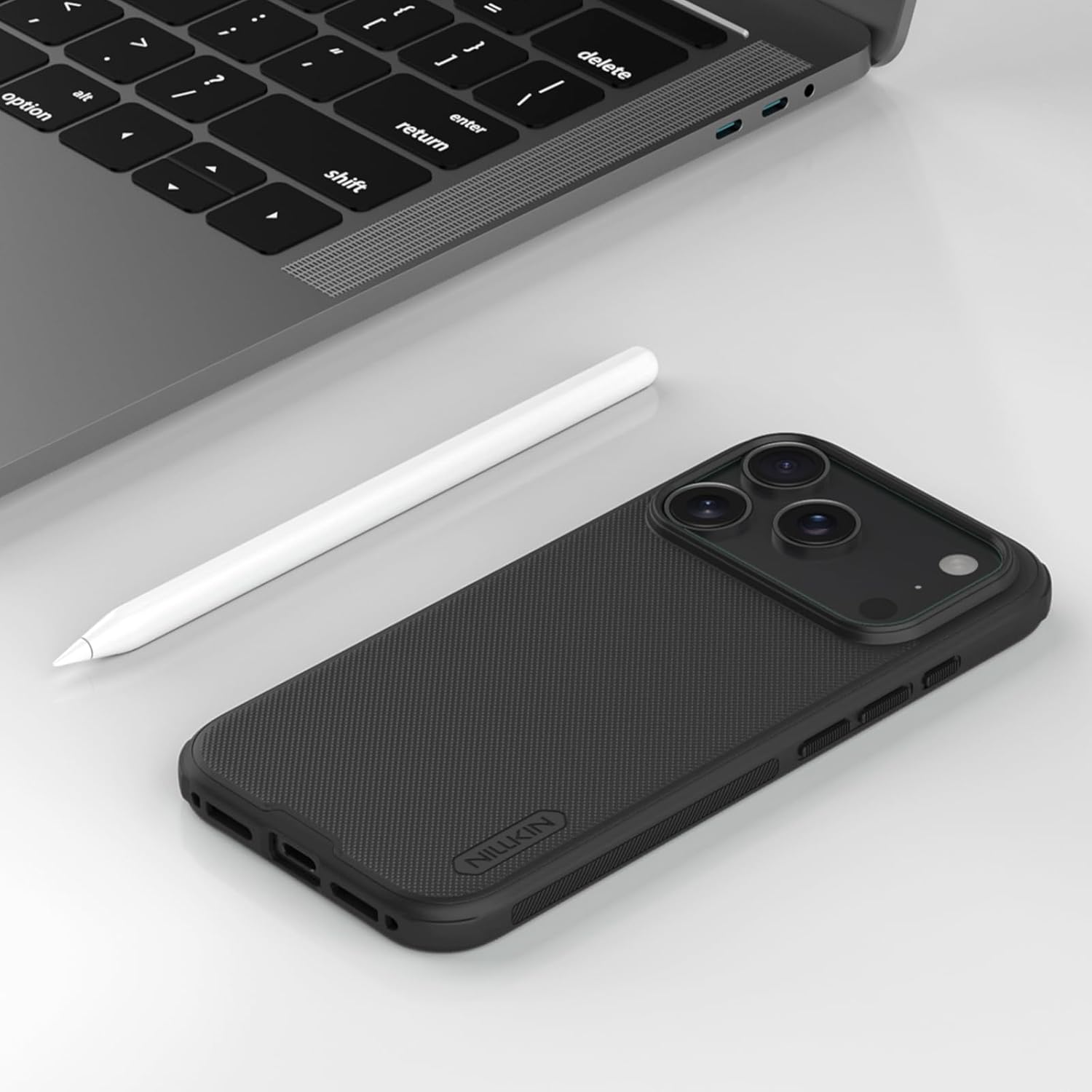 Carcasa Nillkin iPhone 17 Pro Max, protectie metalica lentila, negru