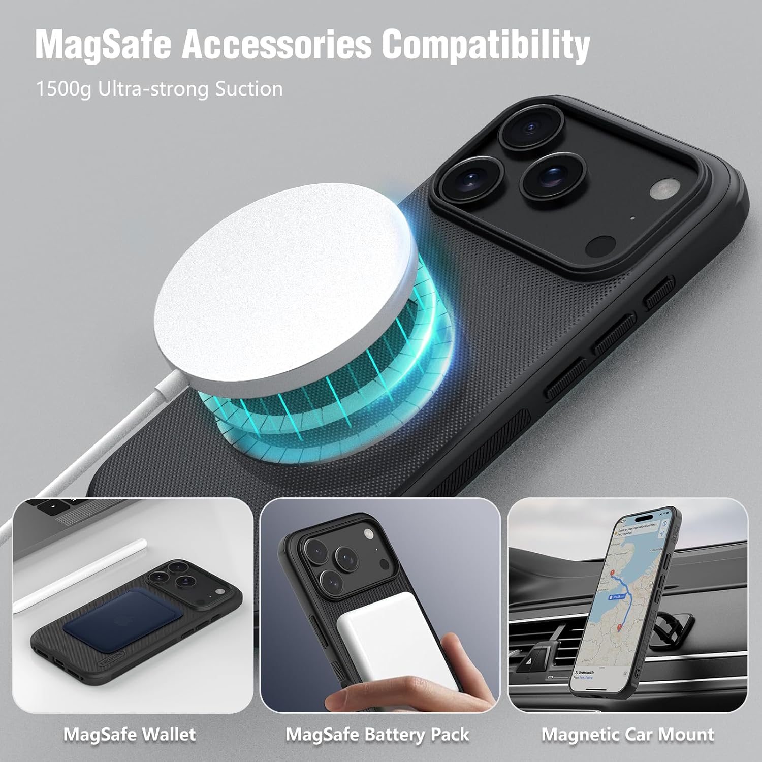 Carcasa Nillkin iPhone 17 Pro Max, protectie metalica lentila, negru