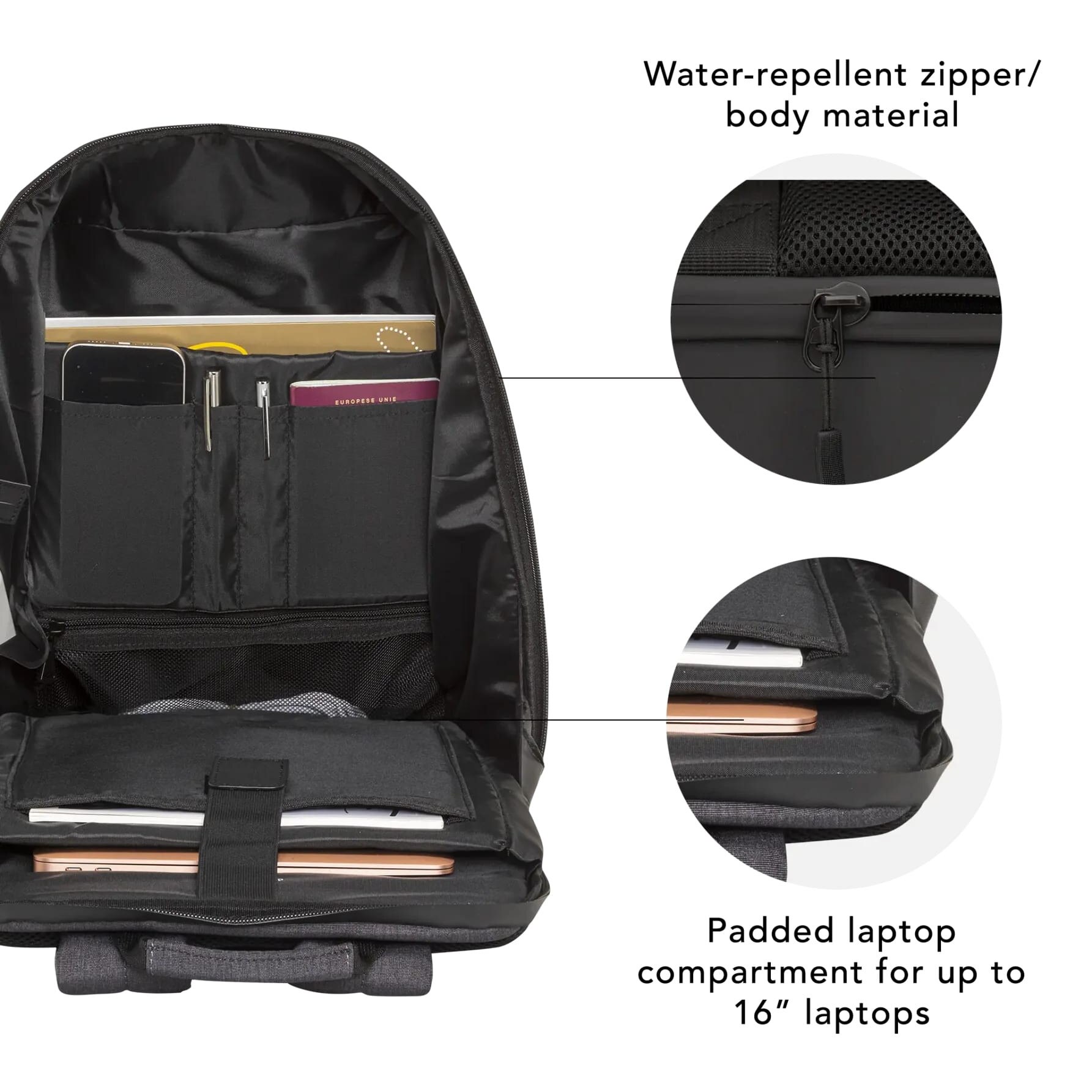 Rucsac Dbramante1928 Helsingborg, 16", 1 compartiment, culoare carbune