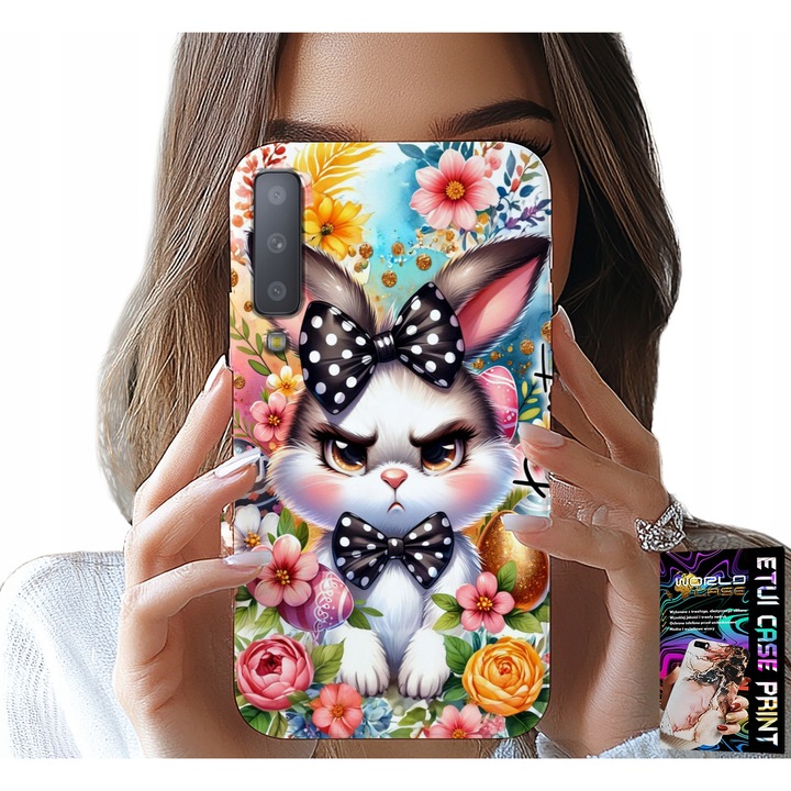 Carcasa pentru Samsung A7 2018, World Case, Iepuraș de Paște, multicolor, silicon