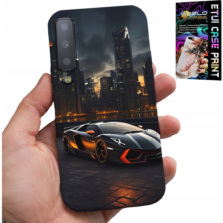 Carcasa pentru telefoane Samsung A7 2018, World Case, imprimeu masini de lux, silicon, multicolor