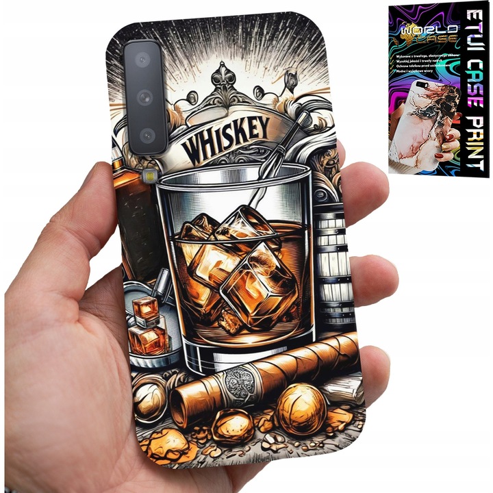 Tok Samsung A7 2018-hoz, World Case, Whisky mintával, szilikon, személyre szabott szett