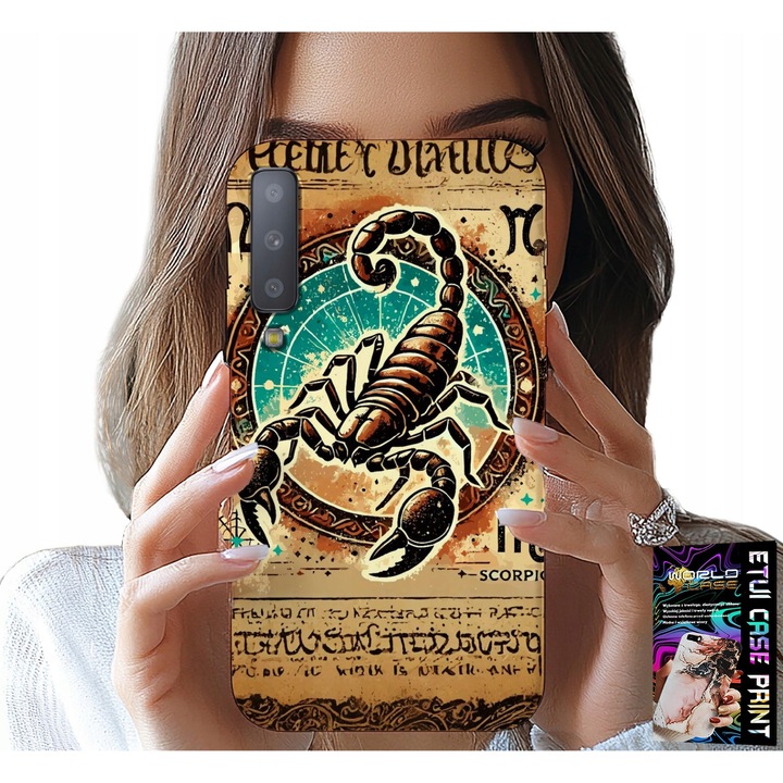 Carcasa Samsung A7 2018, World Case, Zodiac Scorpion, silicon, multicolor