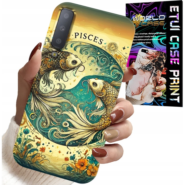 Carcasa pentru telefon, World Case, Zodiacal, Silicon, Samsung A7 2018, Multicolor