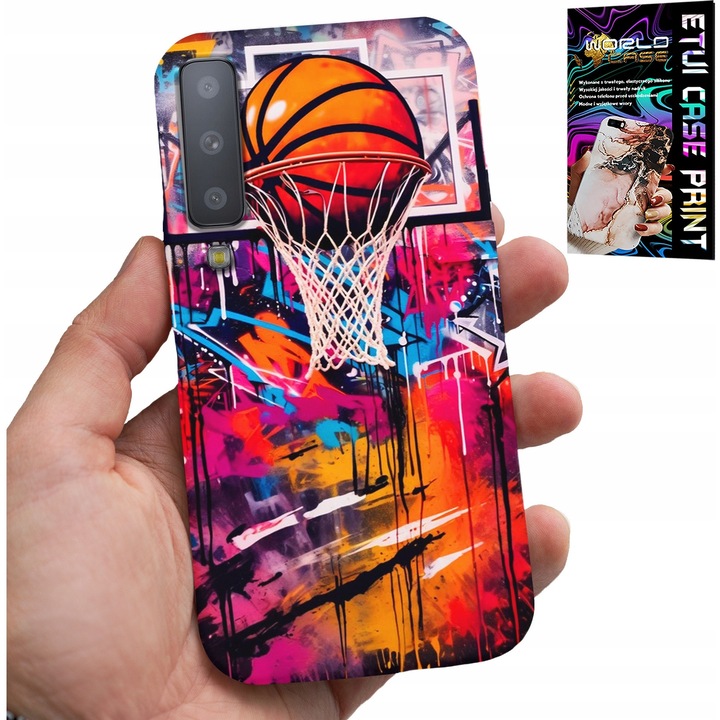 Tok Samsung A7 2018-hez, World Case, NBA graffiti kosárlabda design, szilikon
