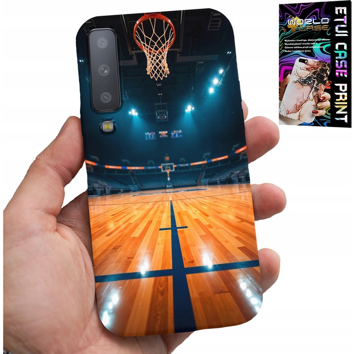 Samsung A7 2018 telefontok, World Case, NBA kosárlabda, szilikon, többszínű