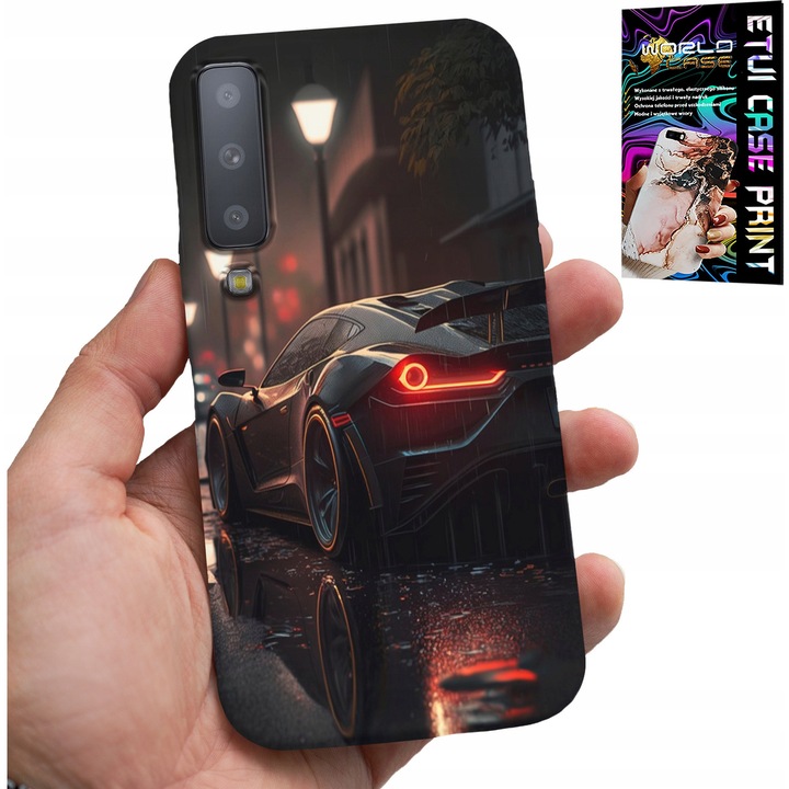 Carcasa Samsung A7 2018, World Case, cauciuc de înaltă calitate, imprimeu sport, negru