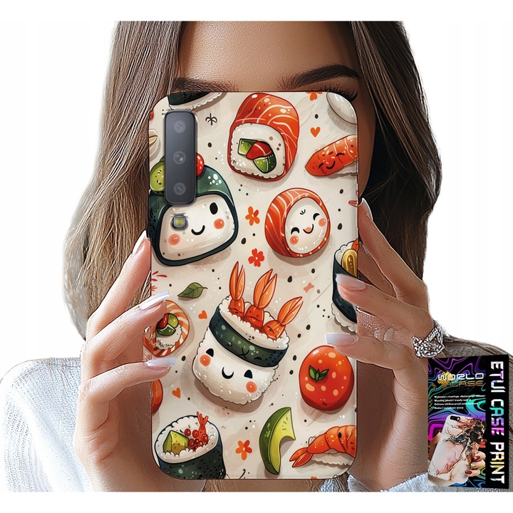 Carcasa pentru Samsung A7 2018, World Case, imprimeu sushi, silicon, multicolor