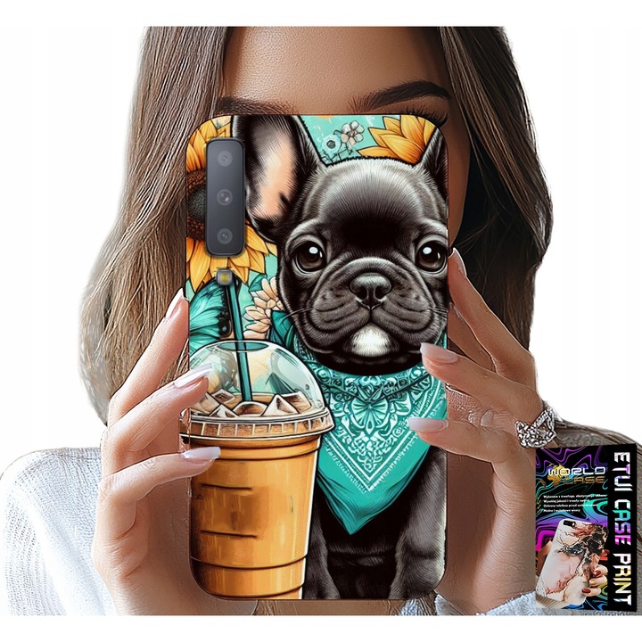 Tok Samsung A7 2018-hoz, World Case, Bulldog Coffi Szerelem, Napraforgó, Szilikon