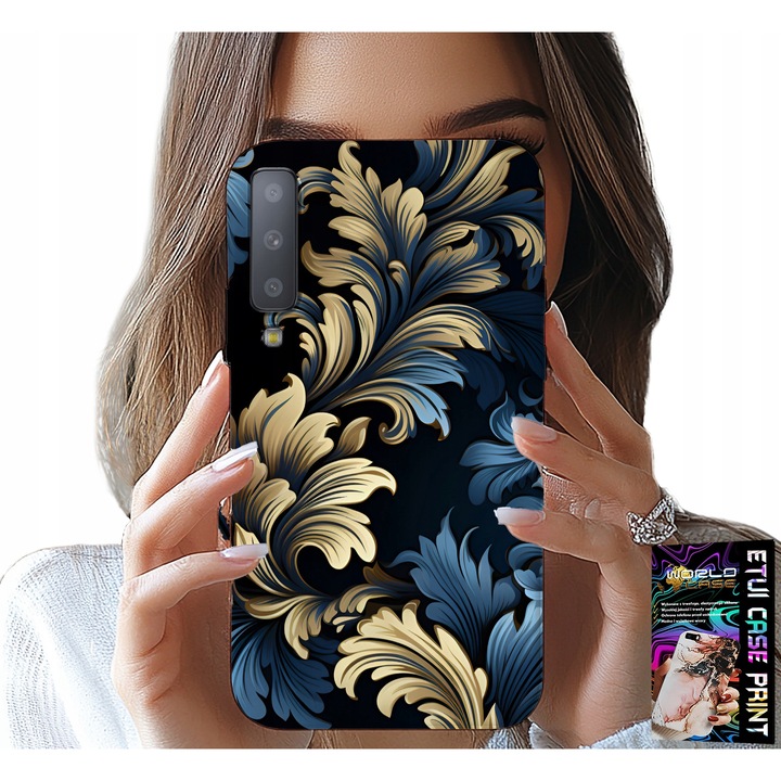 Carcasa pentru Samsung A7 2018, World Case, design auriu, silicon, elegant