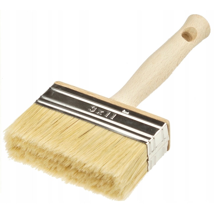 Pensula bidinea lata pentru zugravit si tapet, FEINZ, 110 x 30 mm, Par natural si lemn, Aplicare amorsa vopsea lavabila si adeziv, Maro Natur