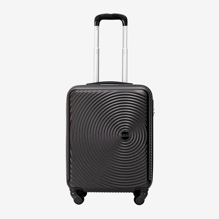 KREAL Rio kézipoggyász, Kabin méretű, Számzár, ABS, Fekete, 55x40x20 cm