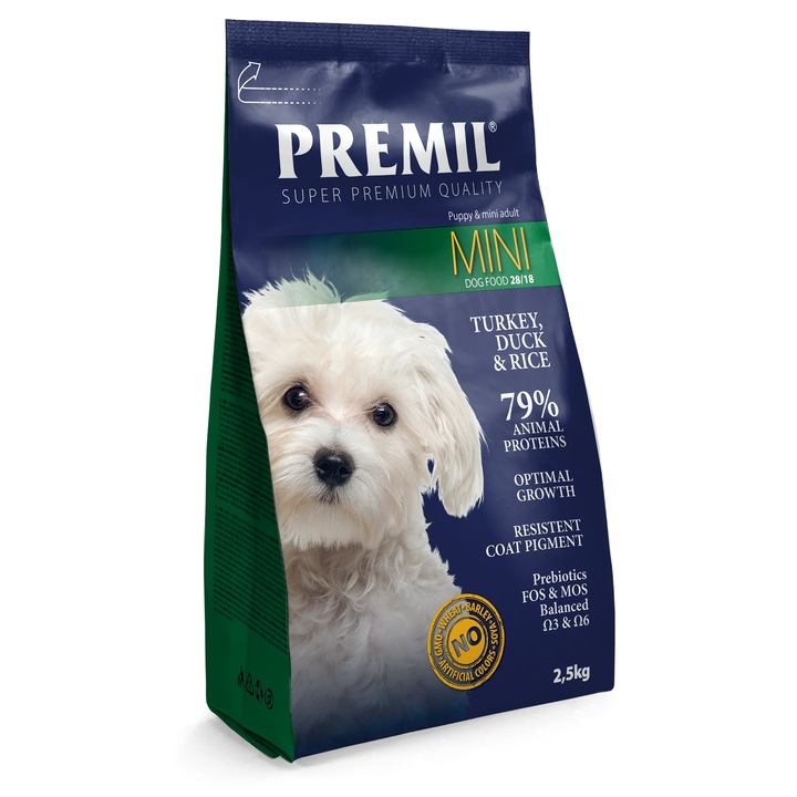 Пълноценна храна, Premil Mini, За кучета от малки и средни породи, 900гр