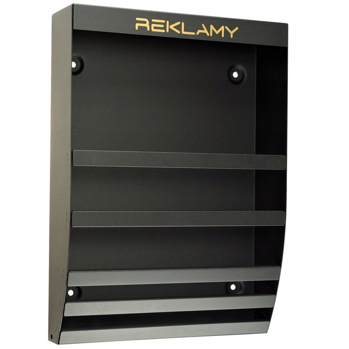 Cutie Pentru Pliante, Feinz, Material Otel Zincat, Acoperire Vopsire Electrostatica, Greutate 1050 g, Spatiu Intre Orificii Pe Orizontala 190 mm, 34 x 24 x 3 cm, Negru Mat