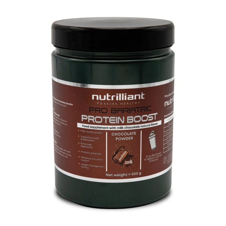 Pudra proteica fermentata in granule de kefir, cu aroma de ciocolata – Whey Kefir – NUTRILLIANT, 500 gr