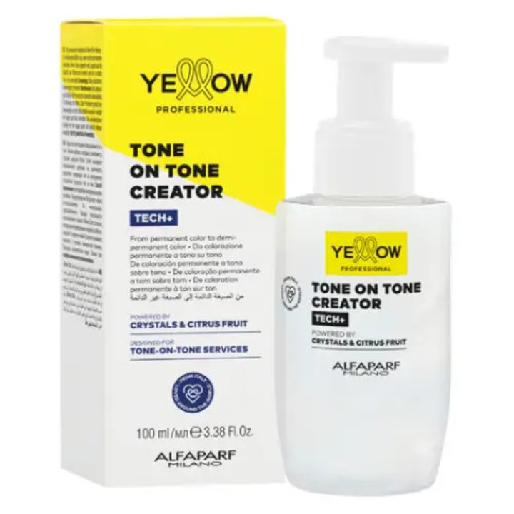 Tone-On-Tone Creator Tech+, Yellow, 100ml, Transforma Vopseaua Permanenta in Colorare Ton Pe Ton cu Precizie Profesionala