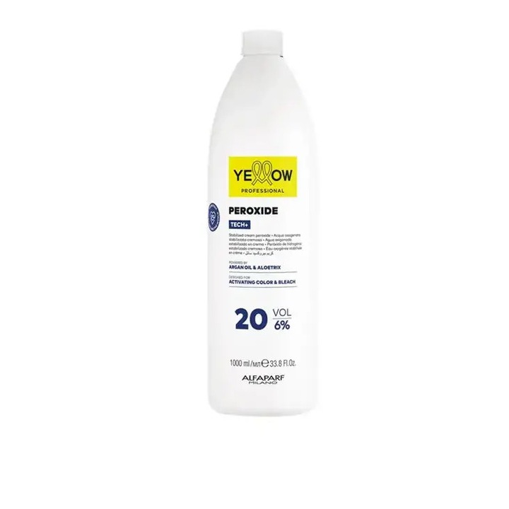 Emulsie Oxidanta Profesionala, YELLOW Tech+, 6% (20Vol), 1000ml – pentru Colorare Uniforma si Stralucitoare