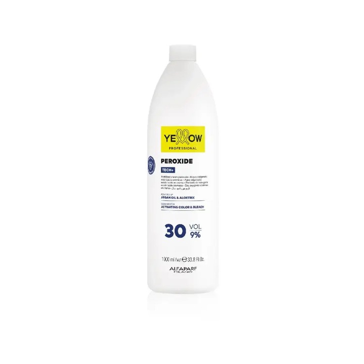 Emulsie Oxidanta Profesionala, YELLOW Tech+, 9% (30Vol), 1000ml – pentru Colorare Uniforma si Stralucitoare