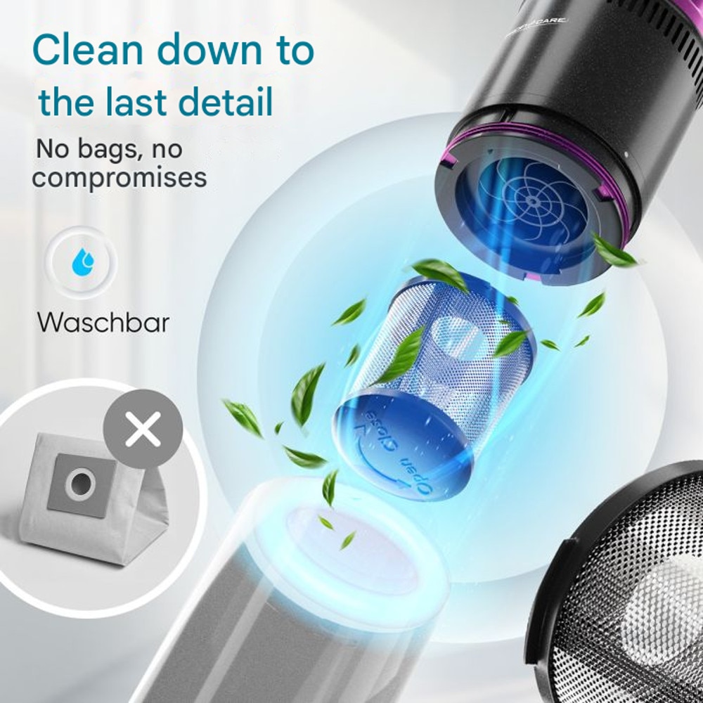 Aspirator de mana fara fir ProfiCare, ideal pentru masina si casa, filtru HEPA, fara sac, 2 trepte putere, 105.000 rpm, operare usoara, intuitiv, versatil, compact, accesorii incluse, antractit