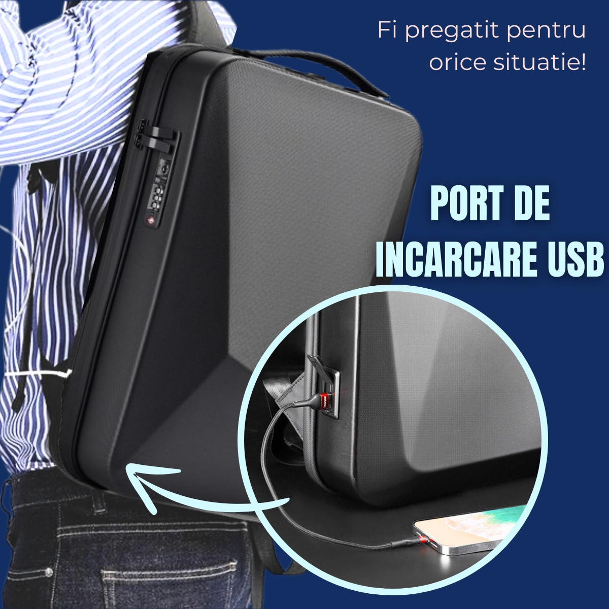 Rucsac Smart Extensibil pentru Laptop 3D AZeira®, Business, Gaming, 16 inch, Capacitate 20-35L, Antifurt, Cifru de Securitate, Conectivitate Multifunctional, Ergonomic, Organizare optima, Buzunare, Protectie ptr Laptopuri, 45x31x10/16 cm, Negru