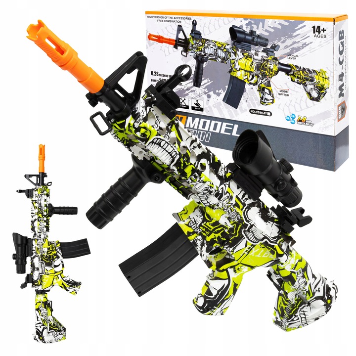 Pistol electric automat cu bile de gel, 2 moduri, cu acumulator