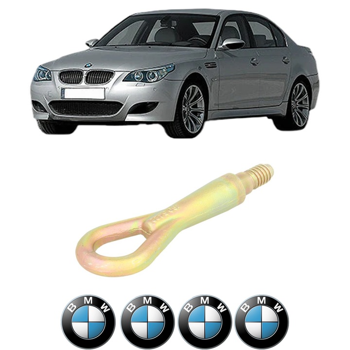 Cui carlig remorcare, tractare auto pentru BMW Seria 5 (E60) din 2001-2010, Otel, Cri-Flo, 4 Stickere cu BMW