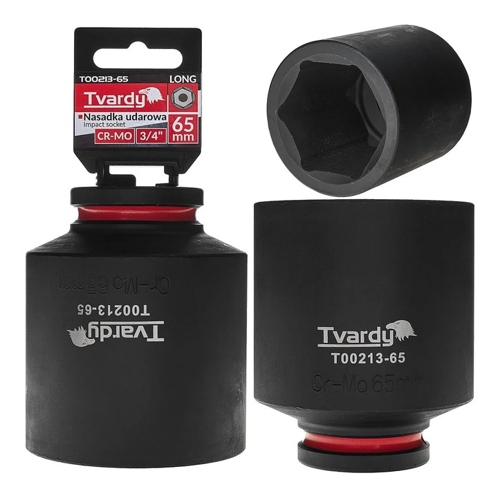Cheie tubulară de impact Tvardy, T00213-65, 3/4", 65 mm, CR-MO, lungă