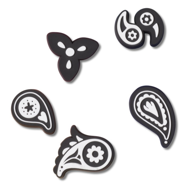 Set 5 accesorii Jibbitz pentru saboti Crocs, design paisley, multicolor